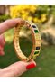 Anti Allergic Domino Anti-Tarnish Gold Emerald Stone Women's Bracelet - 2
