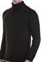 Black Regular Fit Plain Turtleneck Knitwear Sweater - 5