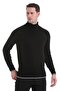 Black Regular Fit Plain Turtleneck Knitwear Sweater - 3