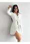 Women's Side Pleated Front Belted Button Detail Jacket Dress - 3