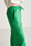 Sadıe Women's 100% Linen Relaxed Pattern Green Trousers with Elastic Waist - 4