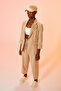 Elastic Waist Striped Trousers Beige - 2