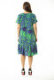 Women's Large Size Green Woven Viscose Fabric Crew Neck Hem Tiered Dress 65N36908 - 4