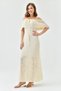 Knitted Fabric Waist Unlined Midi Length Sleeveless Strapless Collar Summer Beige Crochet Dress 24Y2713 - 7