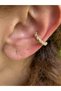 Bym359 Compressed Cartilage Gold Color Stone Women's Steel Earrings - 3