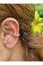 Bym359 Compressed Cartilage Gold Color Stone Women's Steel Earrings - 2