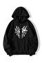 Hearted Spider Web Printed Sweatshirt Zippered Cardigan - Black Gray Oversize Pocket Loose Cut Hoodie