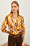 Women's Drop Mustard Patterned Woven Viscose Shirt GML-19001204 - 3