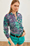 Women's Patch Green Patterned Woven Viscose Shirt GML-19001204