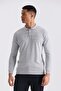 Gray Classic Fit Button Detailed Polo Neck Knitwear Sweater