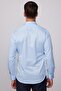 Modern Slim Fit Long Sleeve Plain Satin Cotton Men's Blue Shirt - 5