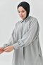 Women's Gray Long Sleeve Shirt and Pleated Wide Leg Black Pants Bottom-Top Set 2051 - 5