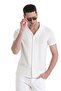 White Regular Fit Plain 100% Cotton Polo Neck T-Shirt - 2
