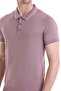 Purple Regular Fit Plain Cotton Polo Collar Knit T-shirt - 5