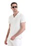 White Regular Fit Plain 100% Cotton Polo Neck T-Shirt - 4