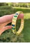 Anti Allergic Domino Anti-Tarnish Gold Emerald Stone Women's Bracelet - 4