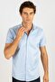 Modern Slim Fit Short Sleeve Tie Collar Blue Shirt
