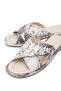 Women's Genuine Leather Beige Flat Slippers - 4