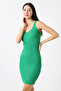 Women's Green Strap Seasonal Knitwear Dress - 2