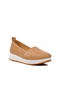 24075 Beige Genuine Leather Women's Casual Shoes - 3