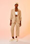 Elastic Waist Striped Trousers Beige - 4