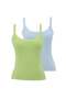 2-Piece Blue, Neon Yellow Cotton Elastane Blend Rope Strap Women's Ball WMIVY RIB