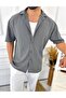 Oversize Anti-Sweat Fabric Italian Collar Loose Cut Loose Shirt - 4