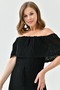 Knitted Fabric Waist Unlined Midi Length Sleeveless Strapless Collar Summer Black Crochet Dress 24Y2713 - 5