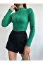 WOMEN'S HIGH COLLAR ZIPPER LONG SLEEVE CROP