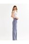 Women's Trousers - High Waist - Linen Fabric - Velcro Palazzo Trousers - 3