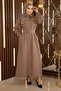 Stone Detailed Belted Dress Mink 19115