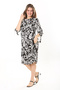 Women's Plus Size Black Woven Viscose Fabric Sleeve Lace-up Dress 65N37865 - 7