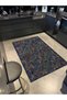 Closed Blue Floral Knitted Patterned Decorative Carpet Miravip921 - 2