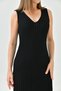 V-Neck Knitwear Fabric Unlined Midi Length Sleeveless V-Neck Summer Black Knitwear Dress 1130 - 5