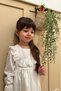 WHITE Ruched Long Sleeve Velvet Baby Girl Dress - 3