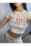 White Pink Glitter Stone Violon Pattern Women's Crop Body - 3