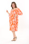 Women's Plus Size Orange Collar Rubber Detailed Woven Viscose Fabric Dress 65N37864 - 3