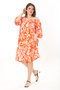 Women's Plus Size Orange Collar Rubber Detailed Woven Viscose Fabric Dress 65N37864 - 5