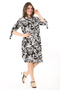 Women's Plus Size Black Woven Viscose Fabric Sleeve Lace-up Dress 65N37865