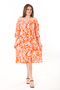 Women's Plus Size Orange Collar Rubber Detailed Woven Viscose Fabric Dress 65N37864 - 8