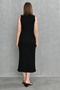 Stretchy Knitwear Fabric Unlined Sleeveless Midi Length Sleeveless V-Neck Black Knitwear Dress 1130 - 3