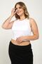 Women's White Round Neck Crop Tank Top - 4