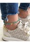 Women's Gold Dorica Heeled and Hearted Turquoise Natural Stone Sports Anklet - 2