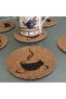 Cork Coaster Motif Round Non-Slip Base 6 Pieces - 3