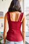 Women's Burgundy Strap Frilly Lycra Camisole Blouse BLZ-19000920 - 7