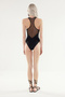 Black Deep V Neck Mesh Detailed Brazillian Swimsuit Tbess24Ma00166 - 7