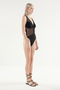 Black Deep V Neck Mesh Detailed Brazillian Swimsuit Tbess24Ma00166 - 4