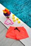 Girl's Orange Highlighter Patternless Plain Waist Lace-up Swim Shorts