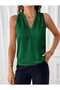 Sleeveless V-Neck Woven Viscose Blouse