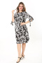 Women's Plus Size Black Woven Viscose Fabric Sleeve Lace-up Dress 65N37865 - 8